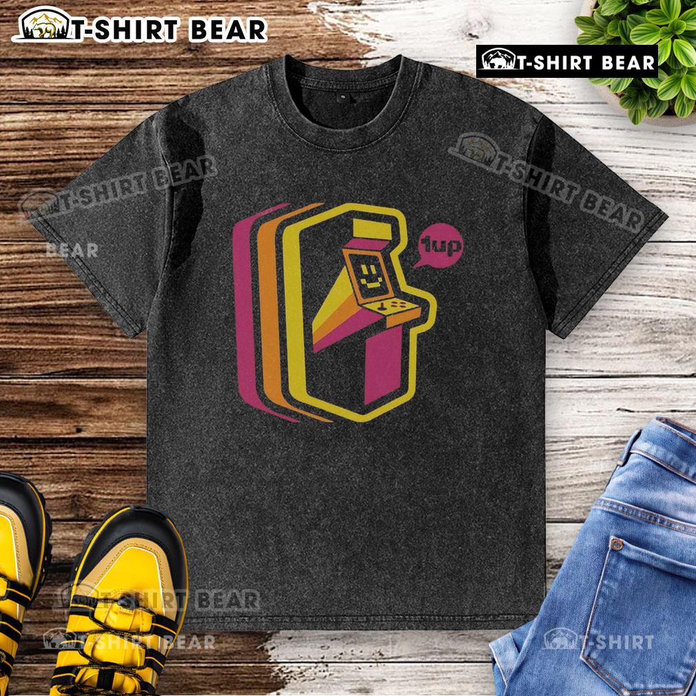 Top Vintage Arcade Stripes Washed T-Shirt in soft cotton with retro design, perfect for casual wear and vintage style lovers.