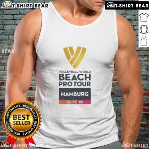Top Volleyball World Beach Pro Tour Hamburg Elite 16 tank top featuring vibrant design for beach sports enthusiasts.