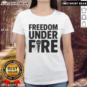 Awesome Freedom Under Fire Charlie Kirk Ladies Tee featuring bold graphic design for empowering women's fashion.