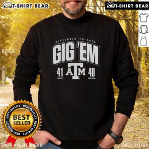 Texas A&M Aggies vs. Notre Dame Fighting Irish 2025 sweatshirt celebrating the thrilling 41-40 game victory.