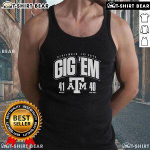 Texas A&M Aggies vs. Notre Dame Fighting Irish tank top celebrating the thrilling 2025 game score of 41-40.