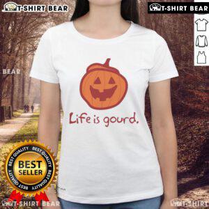 Awesome Halloween Pumpkin Life A Gourd Ladies Tee featuring a fun pumpkin design for festive fall celebrations.