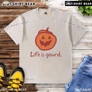Alt Text: Awesome Halloween Pumpkin Life A Gourd Washed T-Shirt featuring a vibrant pumpkin design for festive celebrations.