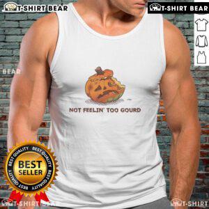 Awesome Halloween pumpkin tank top featuring 'Not Feeling Too Gourd' design, perfect for festive fall celebrations.