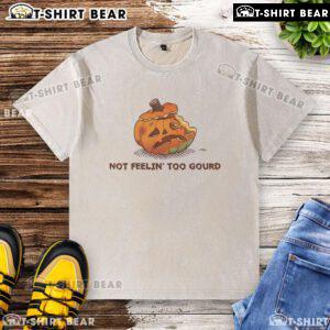 Awesome Halloween Pumpkin 'Not Feeling Too Gourd' T-Shirt design featuring a playful pumpkin graphic for festive wear.