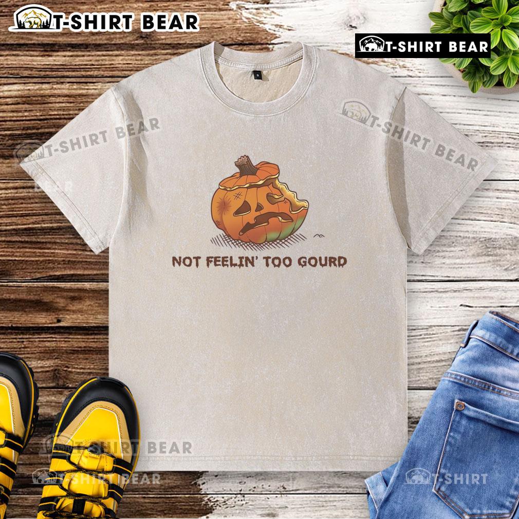 Awesome Halloween Pumpkin 'Not Feeling Too Gourd' T-Shirt design featuring a playful pumpkin graphic for festive wear.
