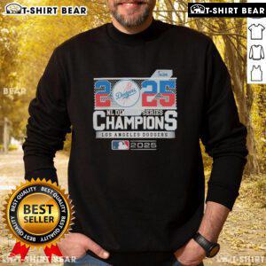 Los Angeles Dodgers 2025 NL Division Series Champions sweatshirt featuring team logo and vibrant blue design.
