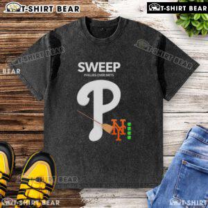 Awesome Sweep Phillies Over Mets washed t-shirt featuring a bold Phillies logo and vintage design for fans.