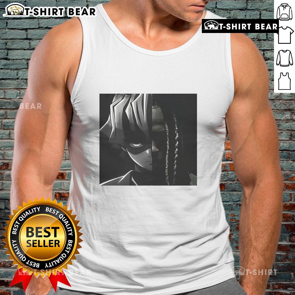 Awesome Zenitsu X Von Big Face Tank Top featuring vibrant colors and bold graphics, perfect for anime fans.