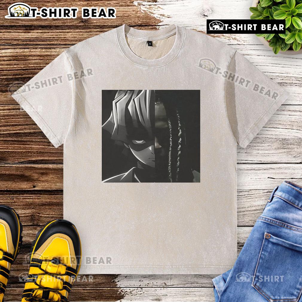 Alt Text: Awesome Zenitsu X Von Big Face washed t-shirt featuring vibrant graphic design, perfect for anime fans and casual wear.