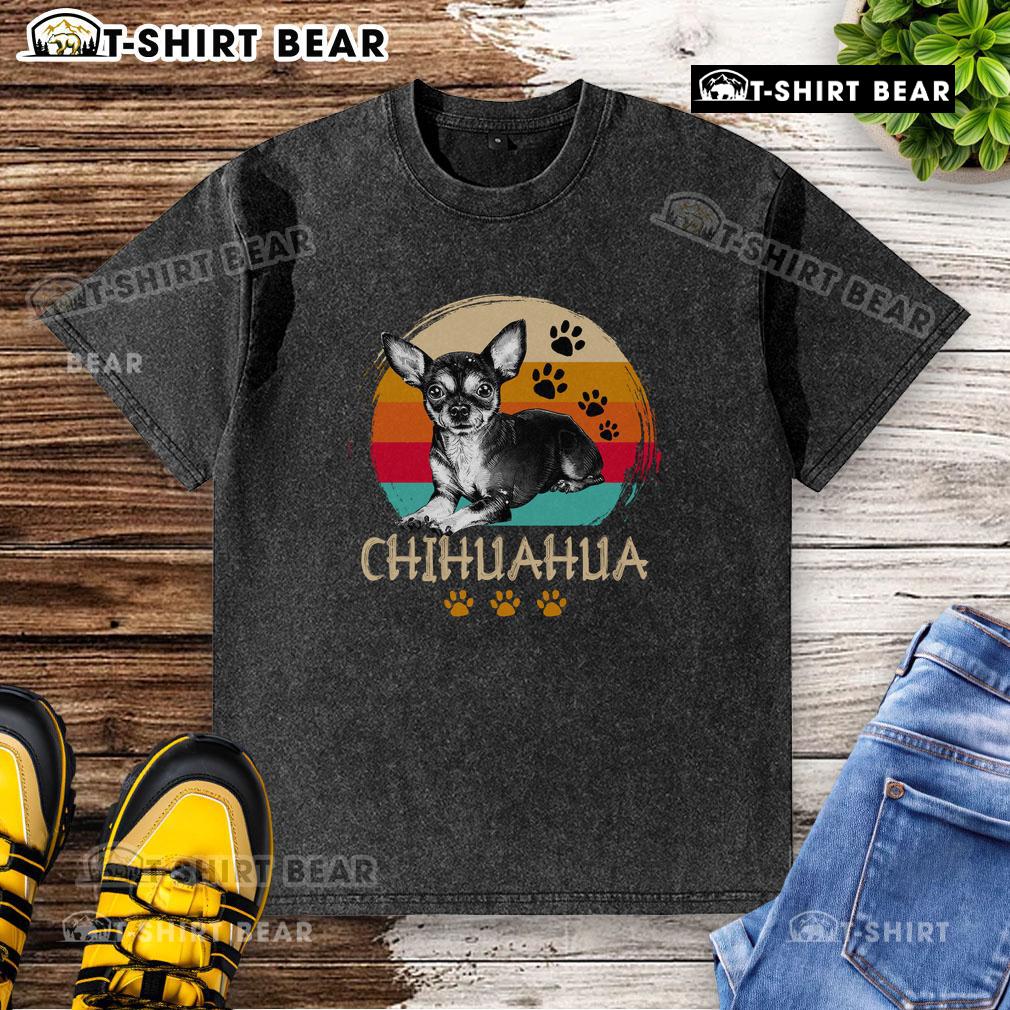 Cute Chihuahua Retro Vintage Dog Appreciation Day design on a washed t-shirt, perfect for dog lovers and vintage style fans.