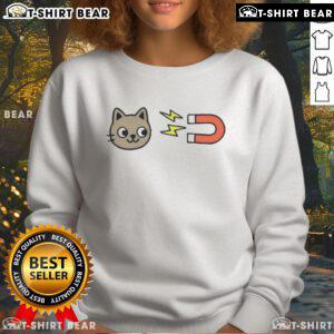 Adorable 'Cute Pussy Magnet' cat sweatshirt in vibrant colors, perfect for cat lovers and cozy fashion enthusiasts.