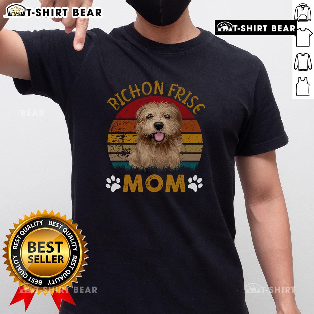 Alt Text: Cute vintage Bichon Frise mom t-shirt for Dog Appreciation Day, featuring a charming dog graphic and stylish design.