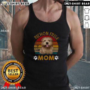 Alt Text: Cute vintage Bichon Frise mom tank top for Dog Appreciation Day, perfect gift for dog lovers.