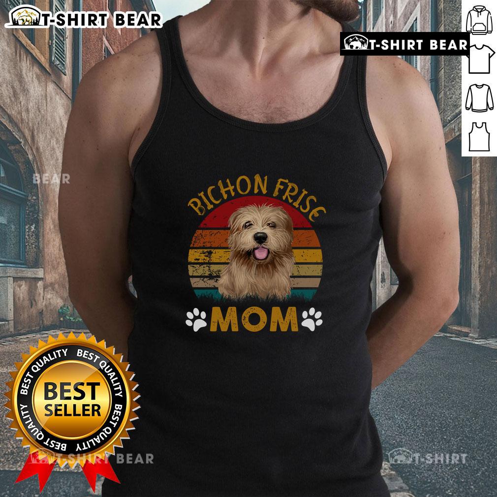 Alt Text: Cute vintage Bichon Frise mom tank top for Dog Appreciation Day, perfect gift for dog lovers.
