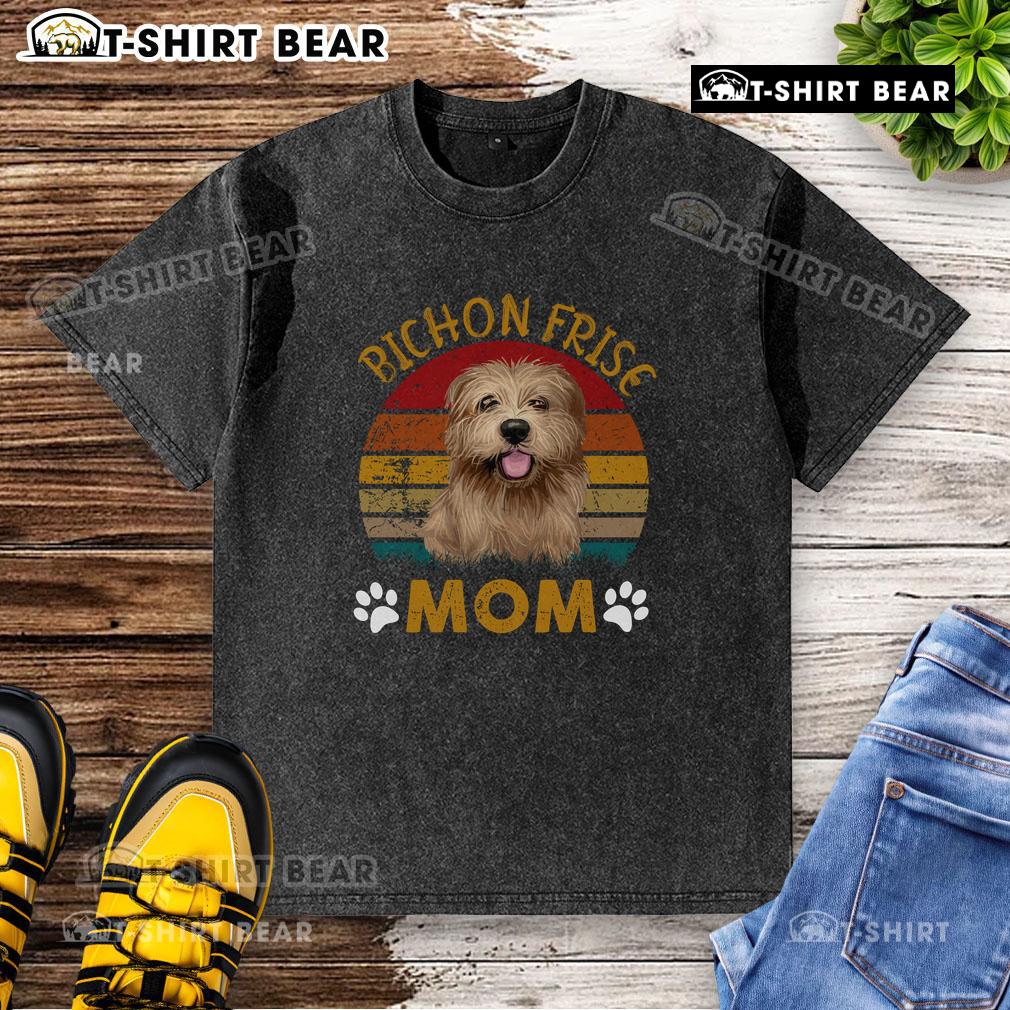 Alt Text: Cute vintage Bichon Frise mom t-shirt for Dog Appreciation Day, featuring a charming design perfect for dog lovers.
