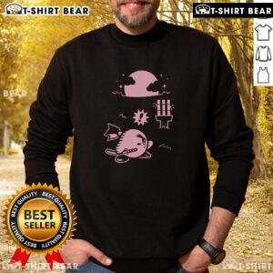 Funny pink ninja Kirby samurai gamer sweatshirt featuring a vibrant design, perfect for gaming enthusiasts.