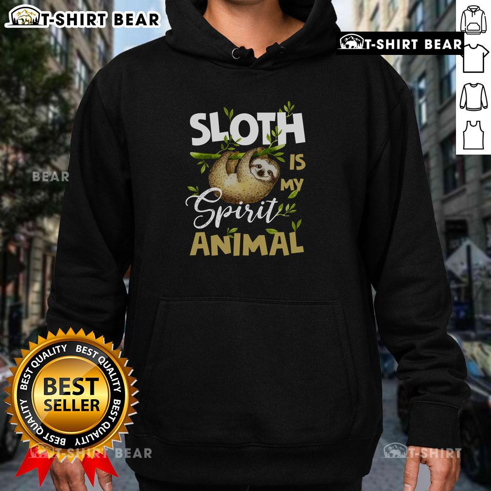 Funny sloth hoodie featuring 'My Spirit Animal' design, perfect for lazy days and cozy lounging.