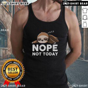 Funny sloth graphic on a 'Nope Not Today' lazy day tank top, perfect for relaxed summer wear.