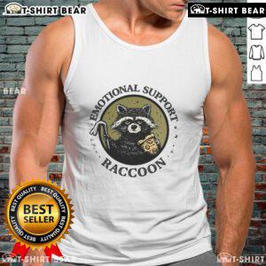 Adorable raccoon wearing a tank top with 'Good Emotional Support Raccoon' text, perfect for animal lovers.
