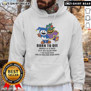Good Jack Frost Shin Megami Tensei hoodie featuring 'Born To Die' design, perfect for fans of 1989 gaming culture.