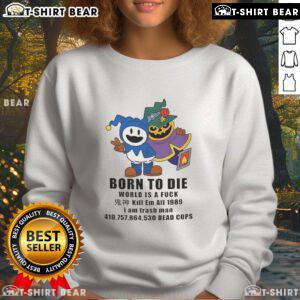 Good Jack Frost Shin Megami Tensei 'Born To Die' 1989 sweatshirt featuring vibrant graphics and unique design.