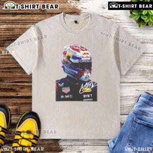 Good Max Verstappen Racing Big Face Graphic Signature Washed T-Shirt featuring bold design and vibrant colors for fans.
