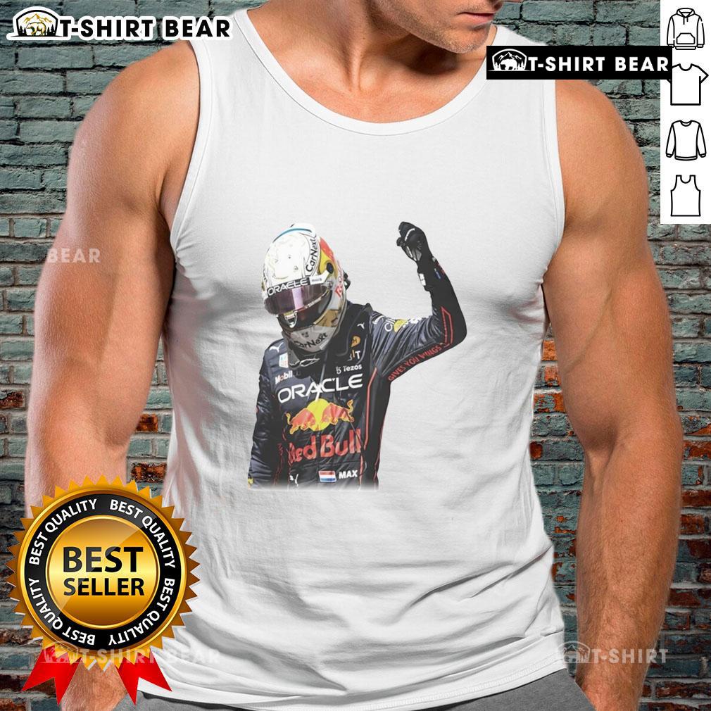 Good Max Verstappen Victory Graphic Tank Top featuring vibrant design celebrating Verstappen's racing achievements.