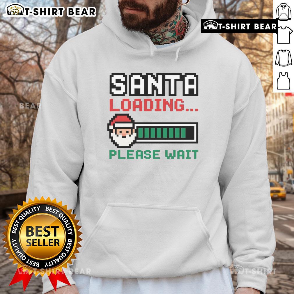 Good Santa Loading Pixel Hoodie featuring a festive pixel art design, perfect for holiday celebrations and cozy winter wear.