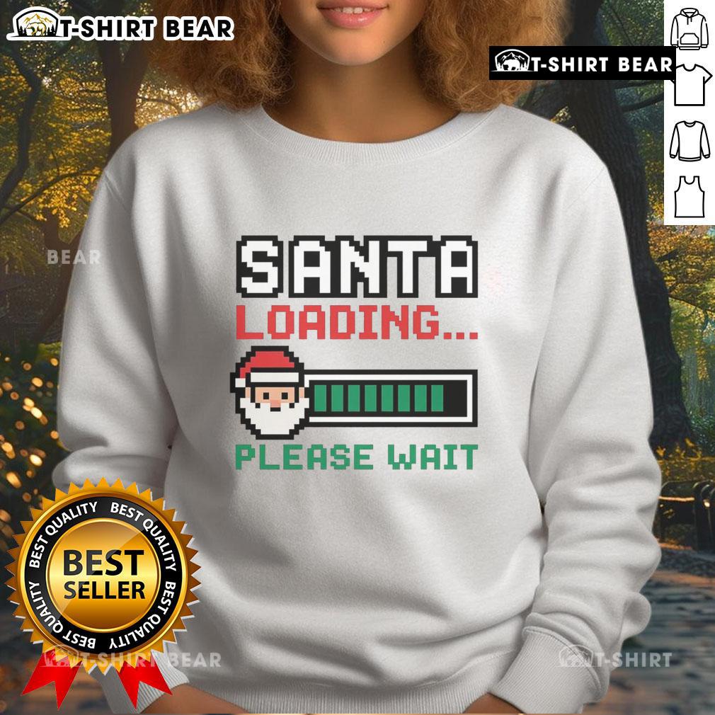 Good Santa Loading Pixel Sweatshirt featuring a festive graphic design perfect for holiday celebrations and cozy winter wear.