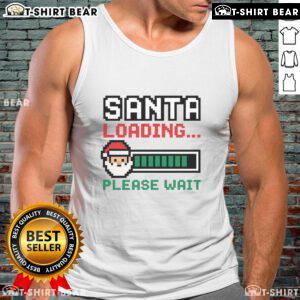 Good Santa loading pixel tank top design featuring a cheerful Santa Claus in a festive pixel art style.