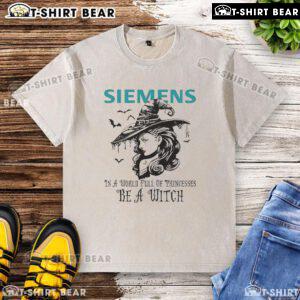 Good Siemens 'Be A Witch' Halloween washed t-shirt featuring a fun design perfect for spooky season celebrations.