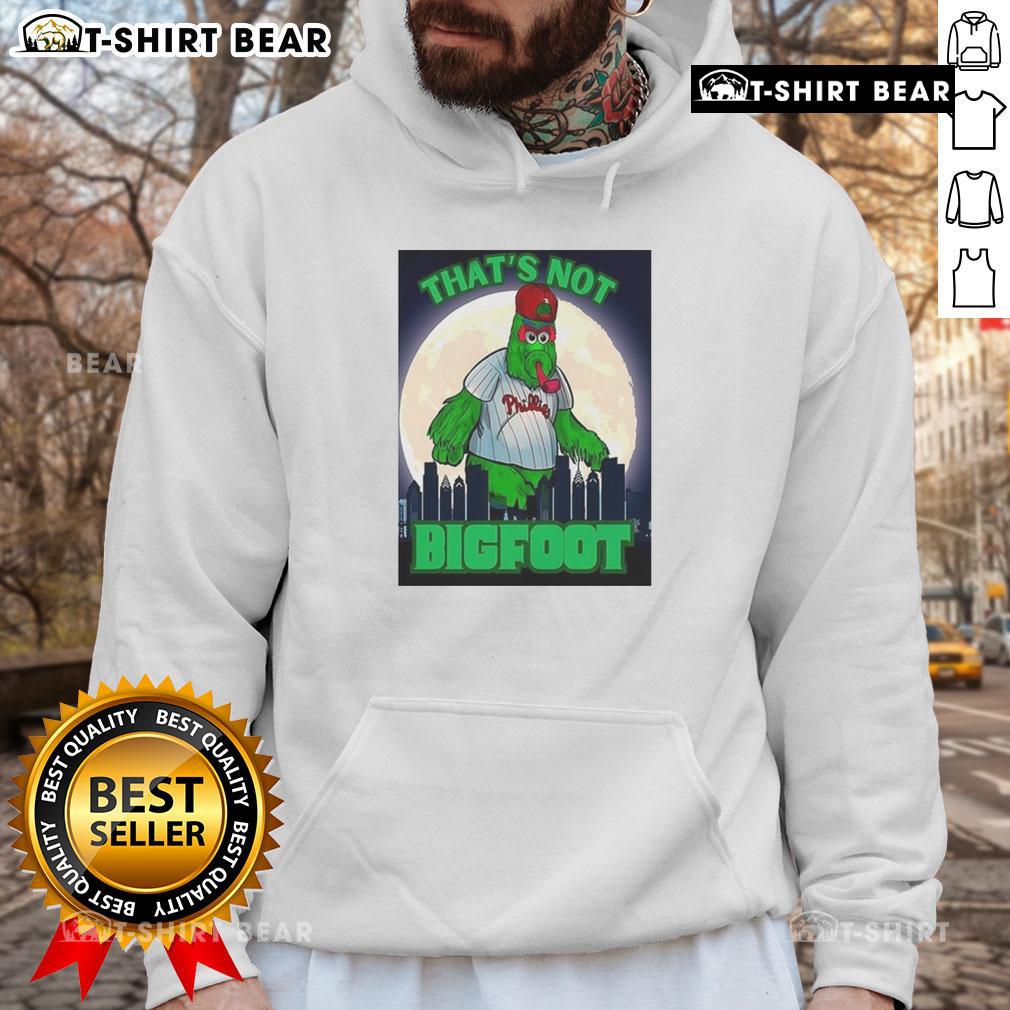 Good That's Not Bigfoot: Phillie Phanatic parody mascot wearing a moonlight hoodie, showcasing fun and vibrant design.