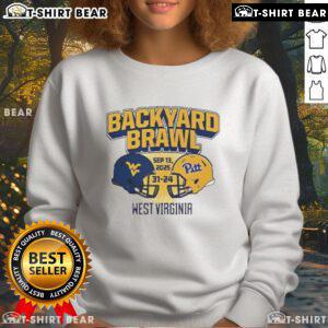 Good West Virginia Mountaineers beat Pittsburgh Panthers 31-24 Backyard Brawl sweatshirt showcasing team pride.