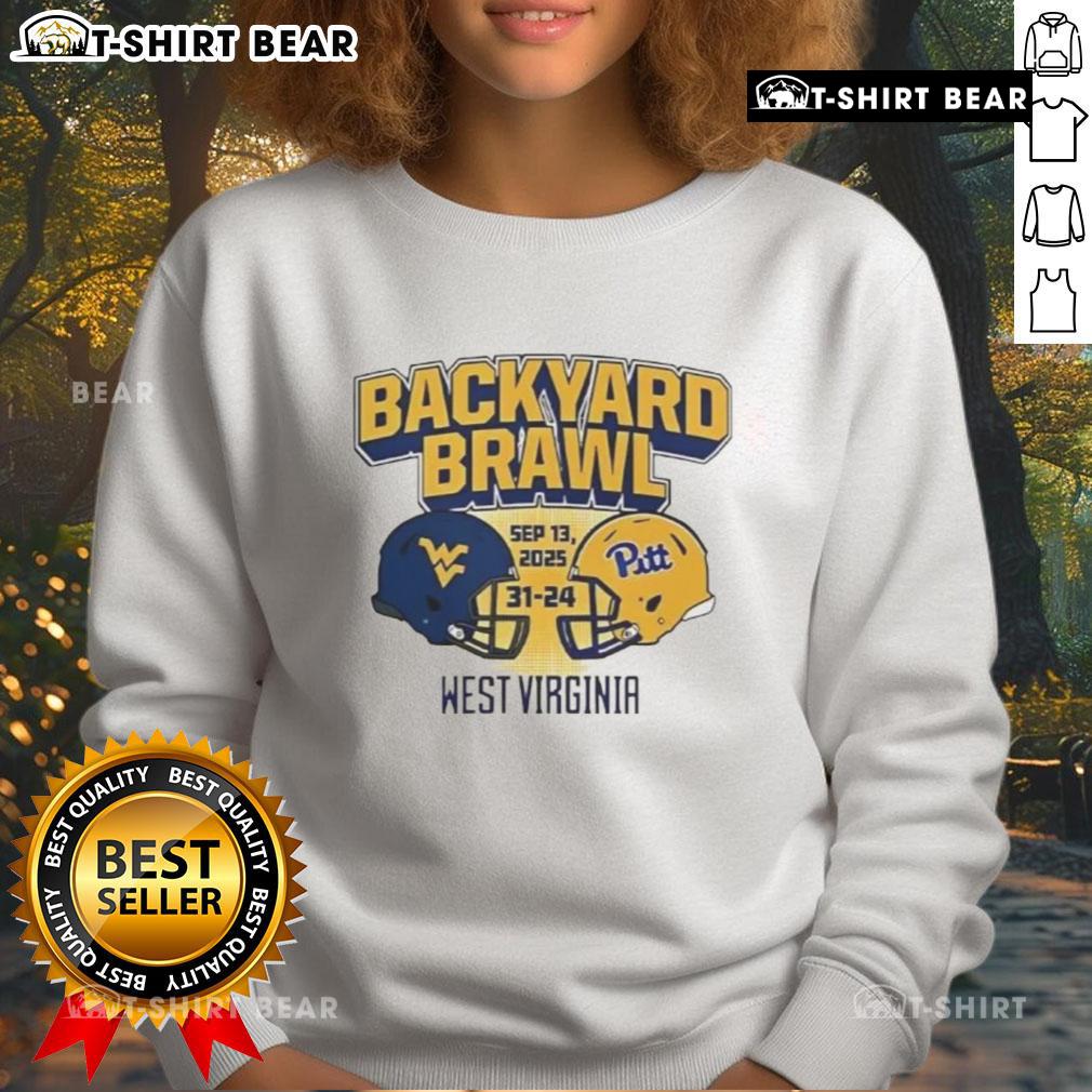 Good West Virginia Mountaineers beat Pittsburgh Panthers 31-24 Backyard Brawl sweatshirt showcasing team pride.