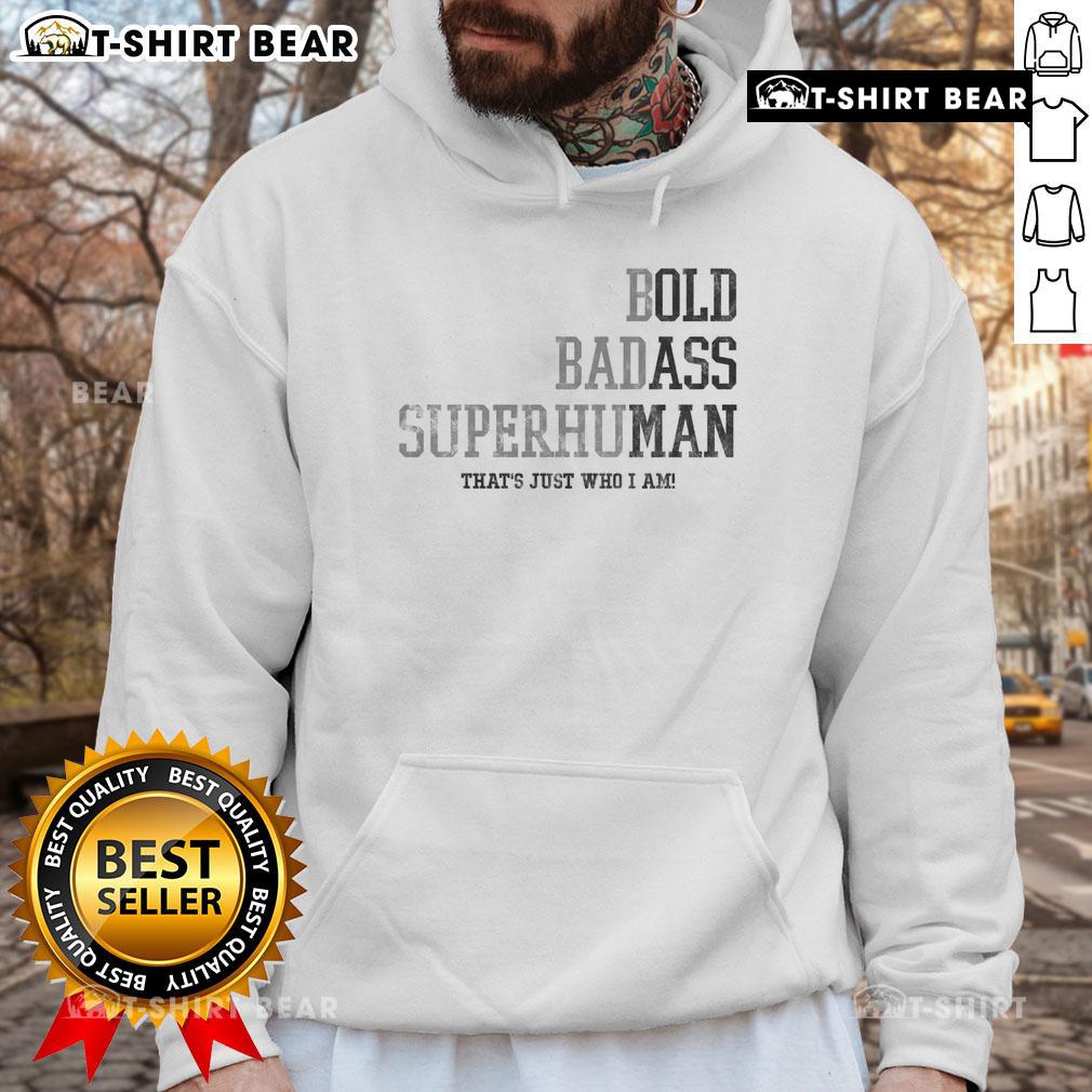 Happy bold badass superhuman old man wearing a hoodie, showcasing confidence and style in a vibrant outdoor setting.