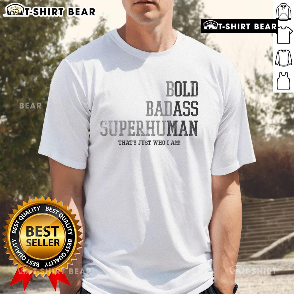 Alt Text: Happy bold badass superhuman old ass man wearing a fun graphic T-shirt with vibrant colors and playful design.