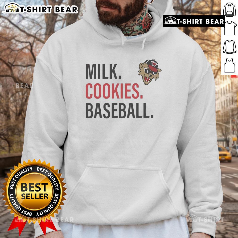 Happy Milk Cookies baseball hoodie featuring Washington Wild Things logo, perfect for fans and cookie lovers alike.