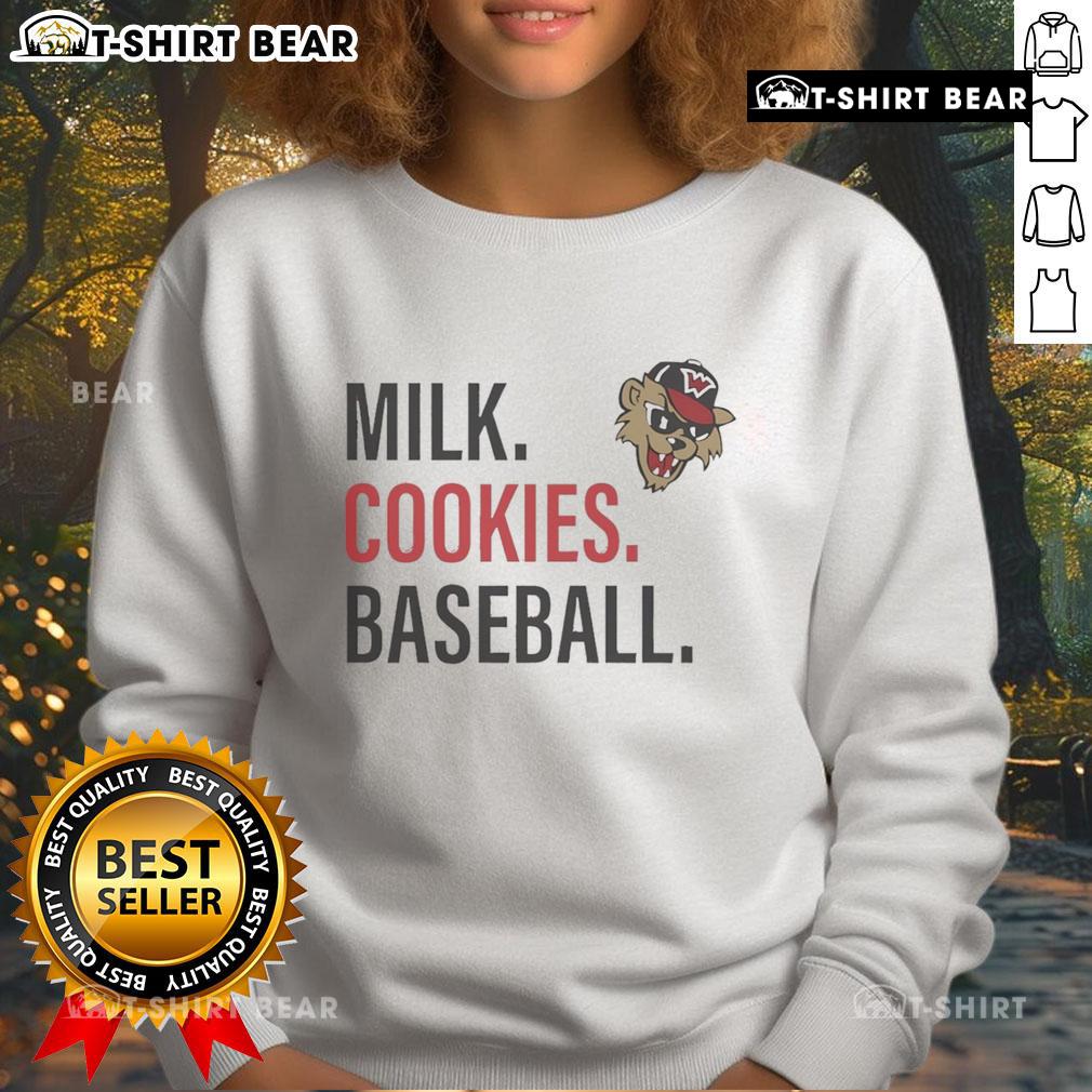 Alt Text: Happy Milk Cookies sweatshirt featuring Washington Wild Things baseball design, perfect for fans and cozy style.