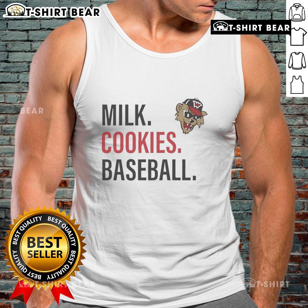 Happy Milk Cookies baseball tank top featuring Washington Wild Things logo, perfect for game day style.