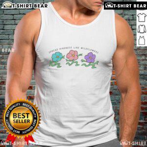 Happy Spread Kindness Like Wildflowers tank top featuring a colorful floral design, perfect for summer fashion and positive vibes.