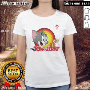 Happy Tom and Jerry Philadelphia Phillies ladies tee featuring vibrant graphics and comfortable fit for fans.