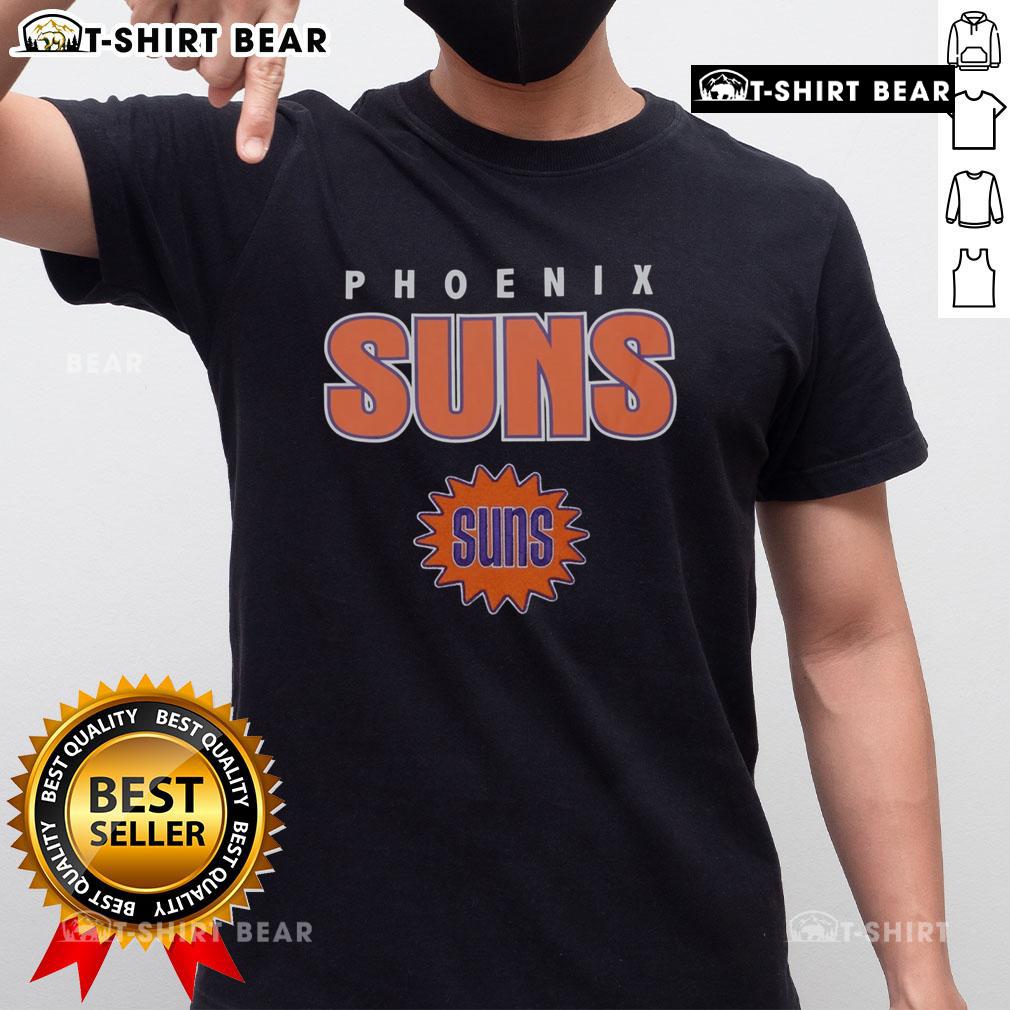 Alt Text: Hot Phoenix Suns throwback T-shirt featuring vintage logo and vibrant colors, perfect for basketball fans and collectors.