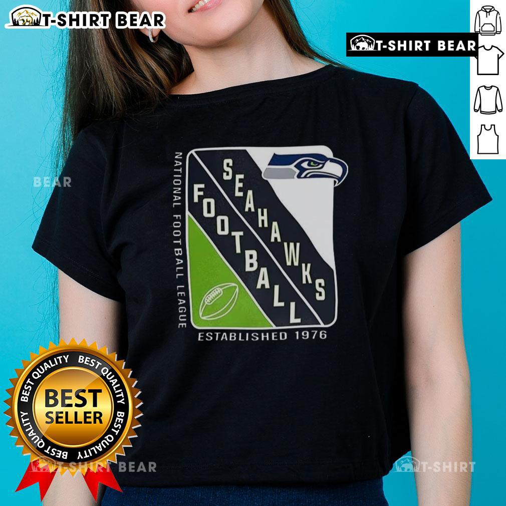 Hot Seattle Seahawks Ladies Tee, established 1976, perfect NFL fan apparel for game day and casual wear.