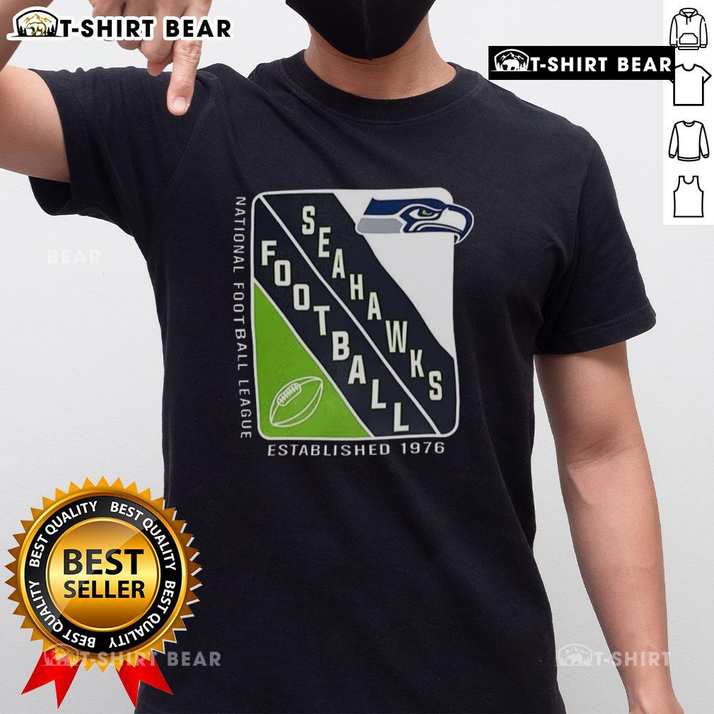 Seattle Seahawks NFL Established 1976 Starter T-Shirt featuring bold team logo and vibrant colors, perfect for fans.