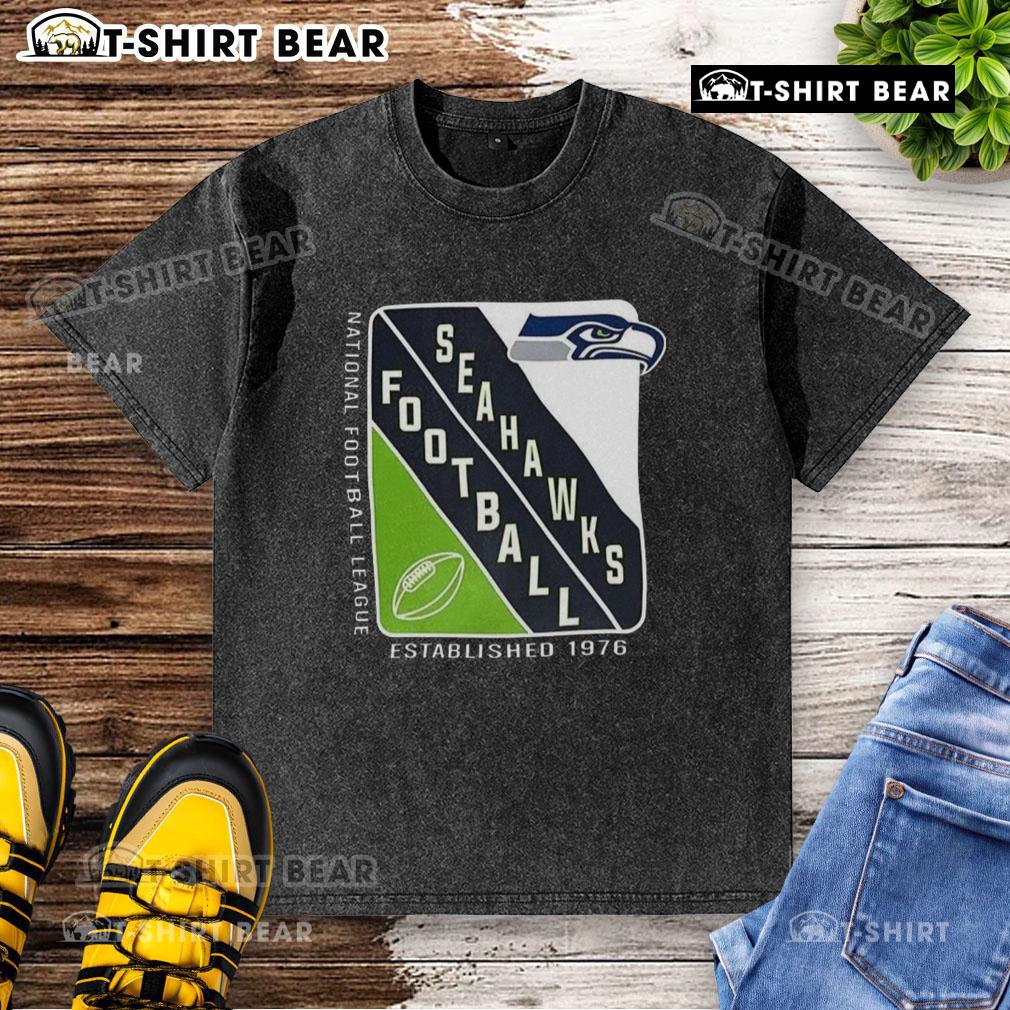 Hot Seattle Seahawks NFL Established 1976 Starter washed t-shirt featuring team logo and vibrant colors.