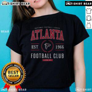 Alt Text: Stylish Atlanta Falcons ladies tee featuring team colors and logo, perfect for game day and casual wear.