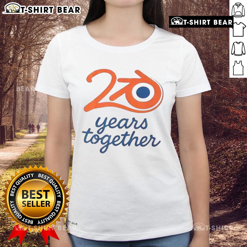 Nice Blender logo celebrating 20 years together on a stylish ladies tee, perfect for Blender enthusiasts and fans.