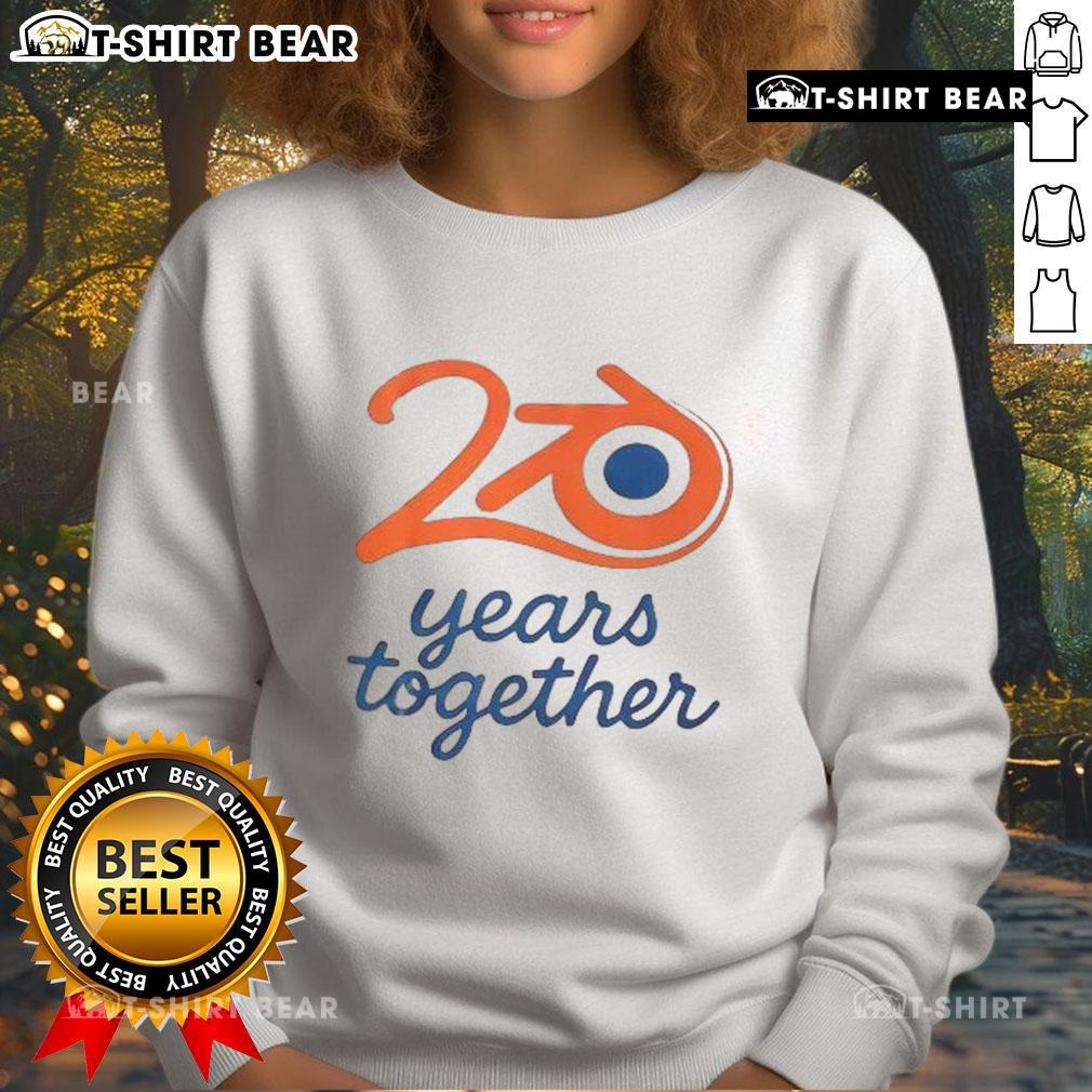 Nice Blender logo sweatshirt celebrating 20 years together, perfect for fans and enthusiasts of the Blender community.