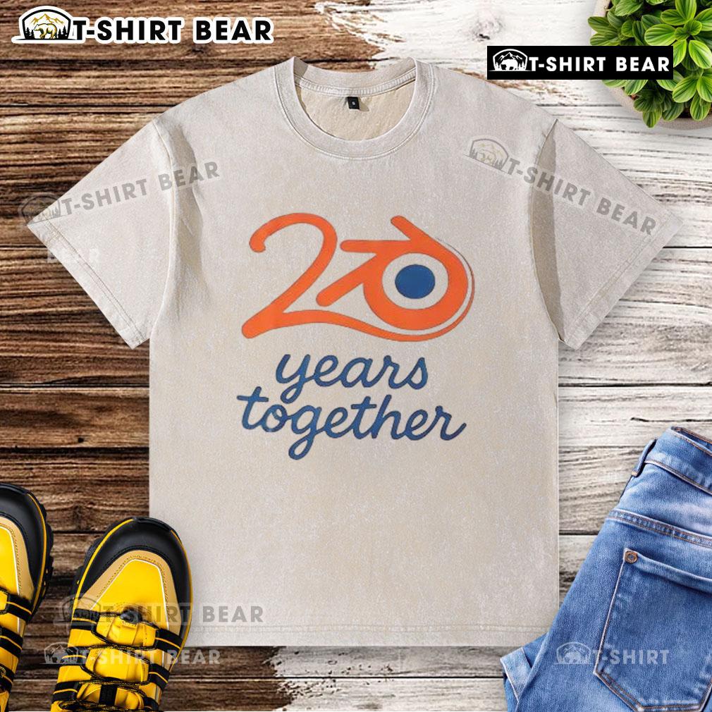 Nice Blender logo on a 20 years together washed t-shirt, showcasing a stylish design for Blender enthusiasts.